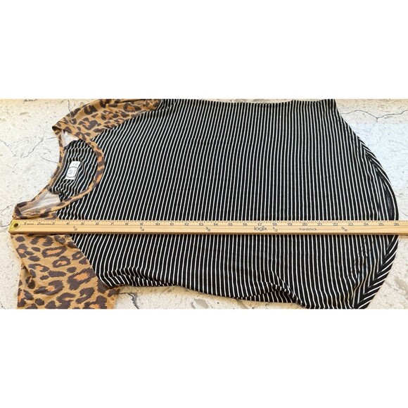 Maurices Striped Leopard Top Size Medium Black Brown 3/4 Sleeve Tee Shirt NWOT - Picture 7 of 8